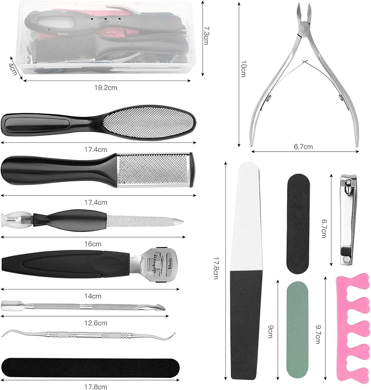 20 in 1 Pedicure Kit Professional Pedicure Tools Set Foot Care Scrubber Stainless Steel Pedicure Supplies Foot File Scraper Rasp Dead Skin Shaver Callus Remover for Feet Women Men Mother’S Day Gift Health & Beauty > Personal Care > Foot Care MUIIGOOD