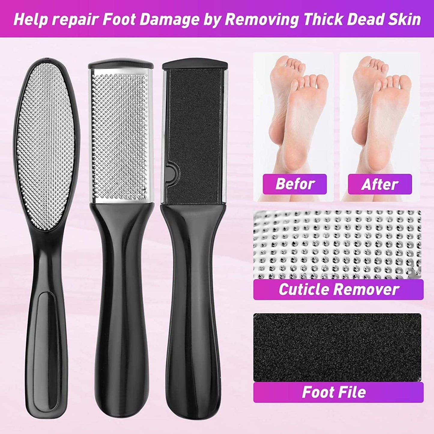 20 in 1 Pedicure Kit Professional Pedicure Tools Set Foot Care Scrubber Stainless Steel Pedicure Supplies Foot File Scraper Rasp Dead Skin Shaver Callus Remover for Feet Women Men Mother’S Day Gift Health & Beauty > Personal Care > Foot Care MUIIGOOD
