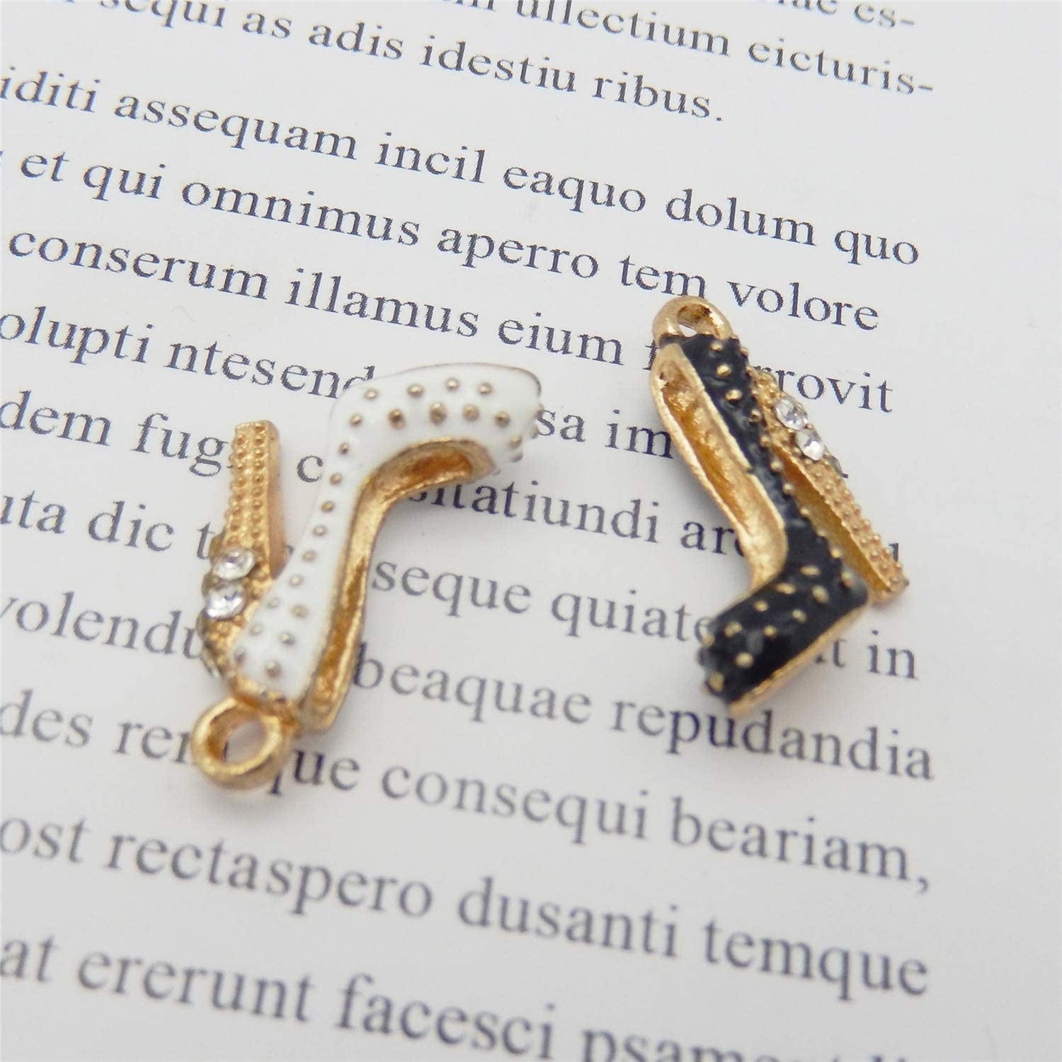 20-Pack Enamel Rhinestones High Heels Charms Dangles Metal Gold Women Shoes Bracelets Earrings Necklaces Pendants Craft Making Jewelry Accessories 18X14Mm