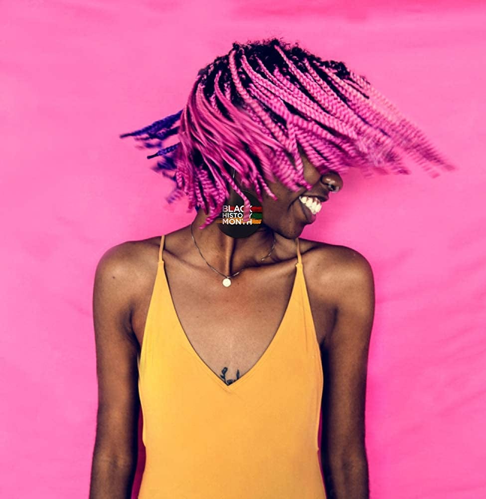 20 Pairs African Earrings for Women Wooden Black Lives Matter Earrings African Map round Painted Wooden Earrings Statement Ethnic Dangle Earring