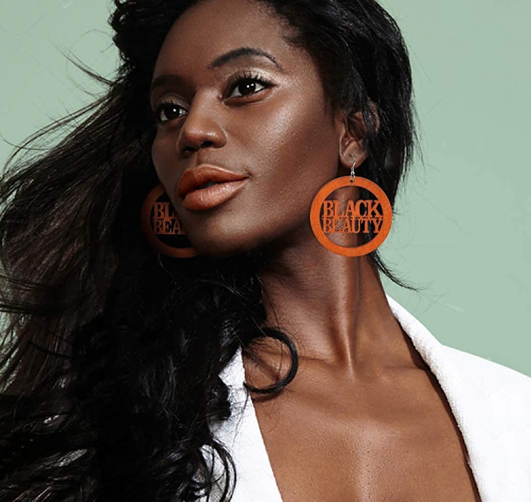 20 Pairs African Earrings for Women Wooden Black Lives Matter Earrings African Map round Painted Wooden Earrings Statement Ethnic Dangle Earring