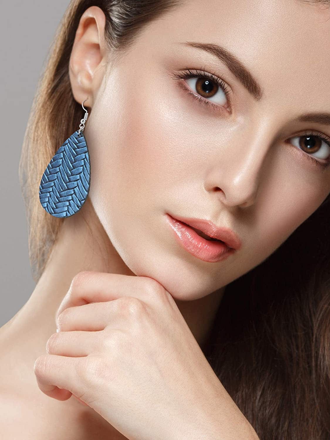 20 Pairs Faux Leather Earrings Lightweight Leaf Earring Teardrop Fall Dangle Earrings for Halloween Christmas Party Apparel & Accessories > Jewelry > Earrings Hicarer