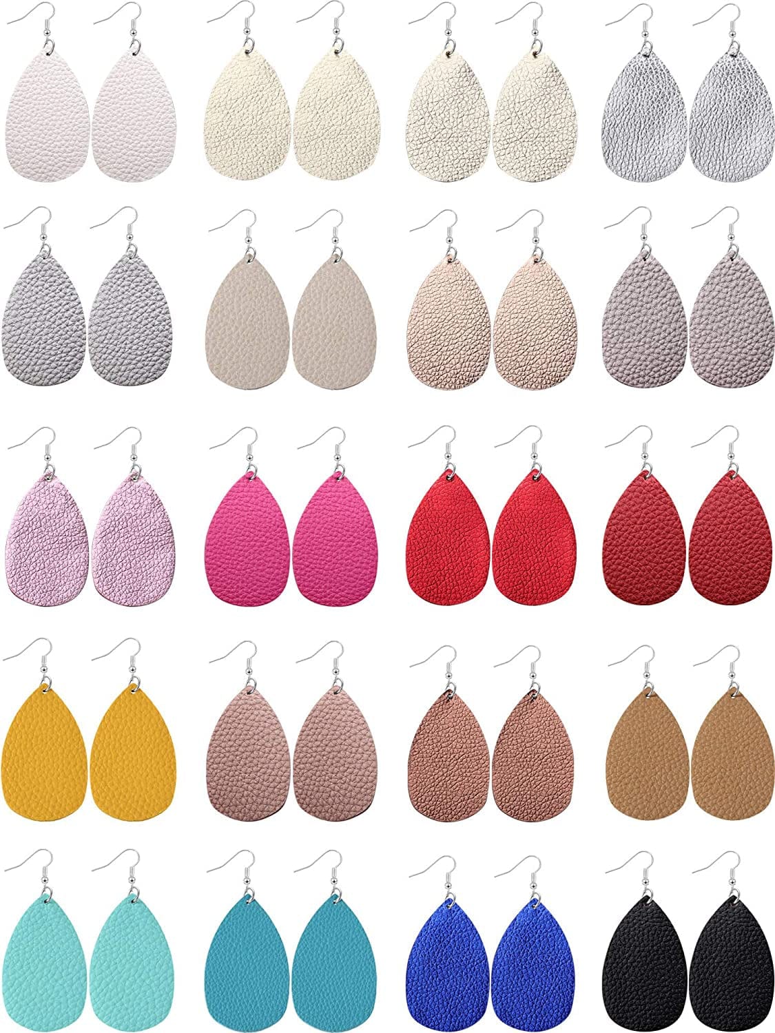 20 Pairs Faux Leather Teardrop Petal Earrings for Ladies Antique Leather Earrings for Women Girls Apparel & Accessories > Jewelry > Earrings Hicarer