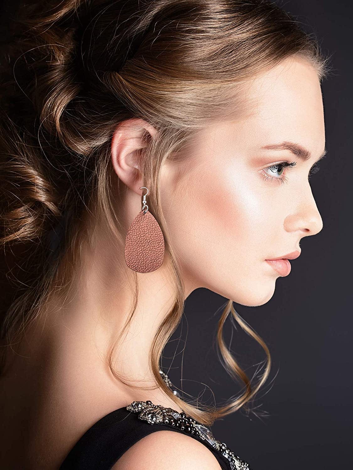 20 Pairs Faux Leather Teardrop Petal Earrings for Ladies Antique Leather Earrings for Women Girls Apparel & Accessories > Jewelry > Earrings Hicarer