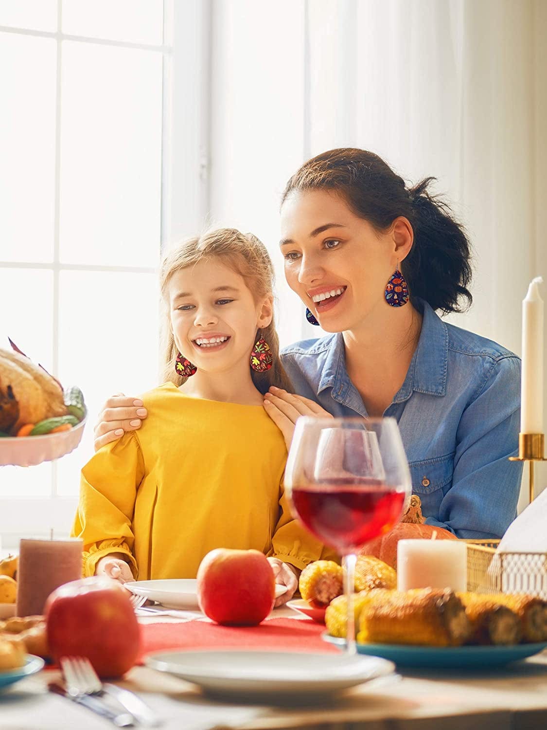 20 Pairs Thanksgiving Fall Faux Leather Earrings Pumpkin Maple Leaf Turkey Print Teardrop Dangle Earrings Apparel & Accessories > Jewelry > Earrings Hicarer