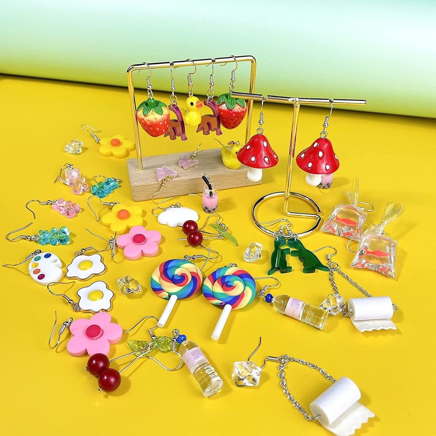 20 Pairs Weird Earrings Funny Earrings Gummy Bear Duck Water Bottle Fish Dinosaur Mushroom Butterfly Strawberry Dangle Earrings Set for Women Girls Apparel & Accessories > Jewelry > Earrings MGGFBLEY