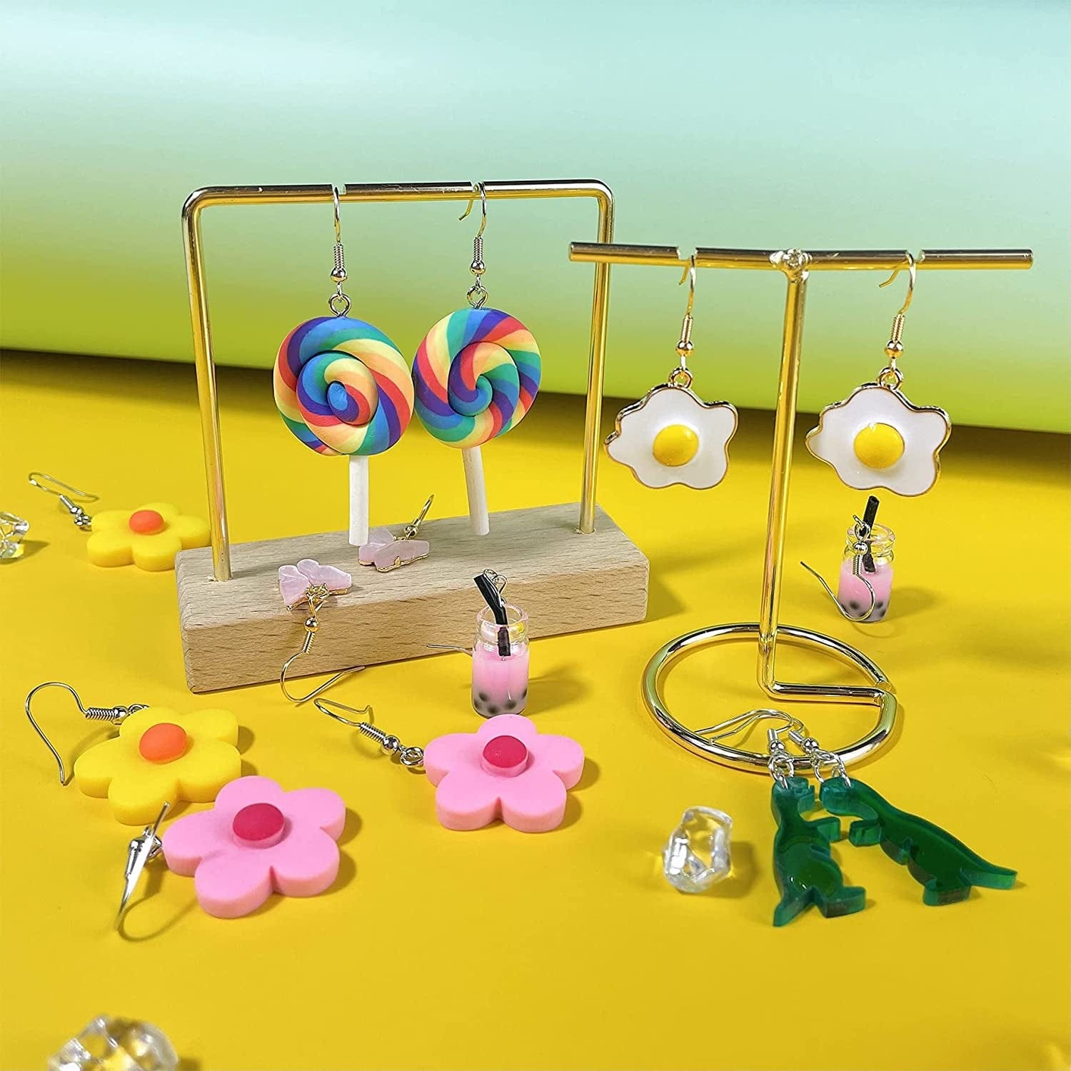 20 Pairs Weird Earrings Funny Earrings Gummy Bear Duck Water Bottle Fish Dinosaur Mushroom Butterfly Strawberry Dangle Earrings Set for Women Girls Apparel & Accessories > Jewelry > Earrings MGGFBLEY