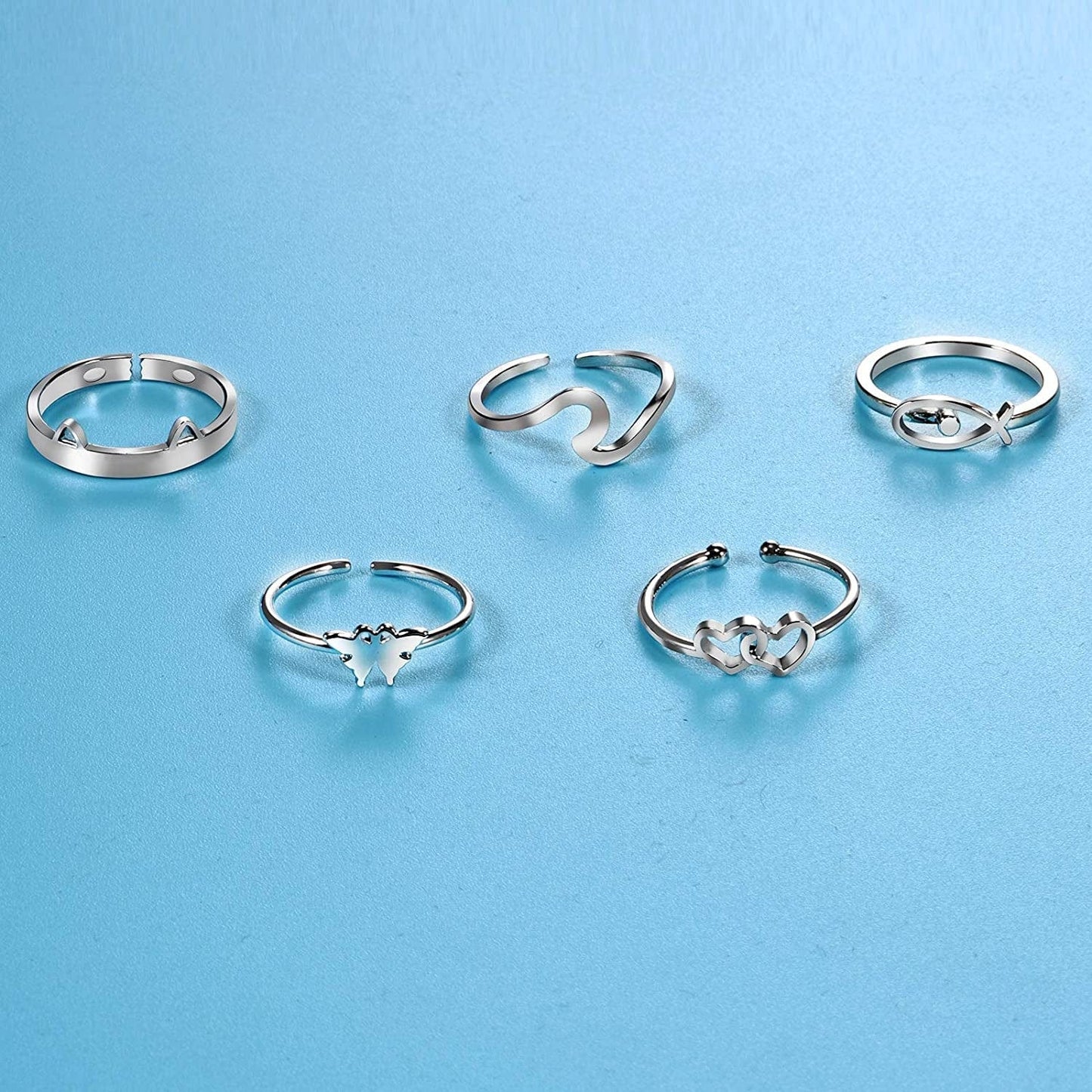 20 Pcs Adjustable Rings Set for Women - Finger Rings Pack Stackable Rings for Teens- Cute Rings for Teen Girls -In Gold and Silver Tone