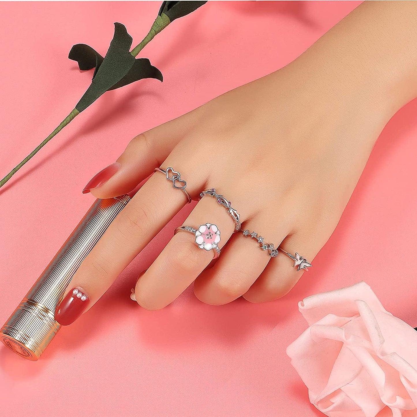 20 Pcs Adjustable Rings Set for Women - Finger Rings Pack Stackable Rings for Teens- Cute Rings for Teen Girls -In Gold and Silver Tone