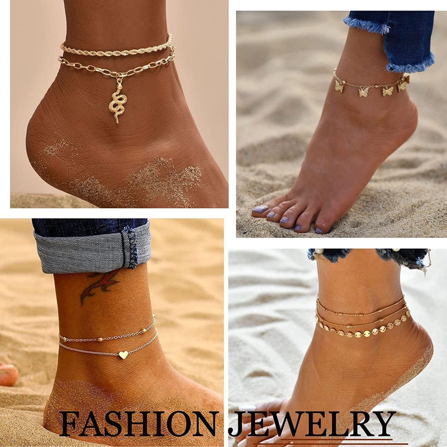 20 Pcs Ankle Bracelets for Women Teen Girls, Boho Colorful Beach Beaded Chain Anklet Bracelet Set, Gold Silver Adjustable Anklet Foot Jewelry Apparel & Accessories > Jewelry > Anklets iF YOU