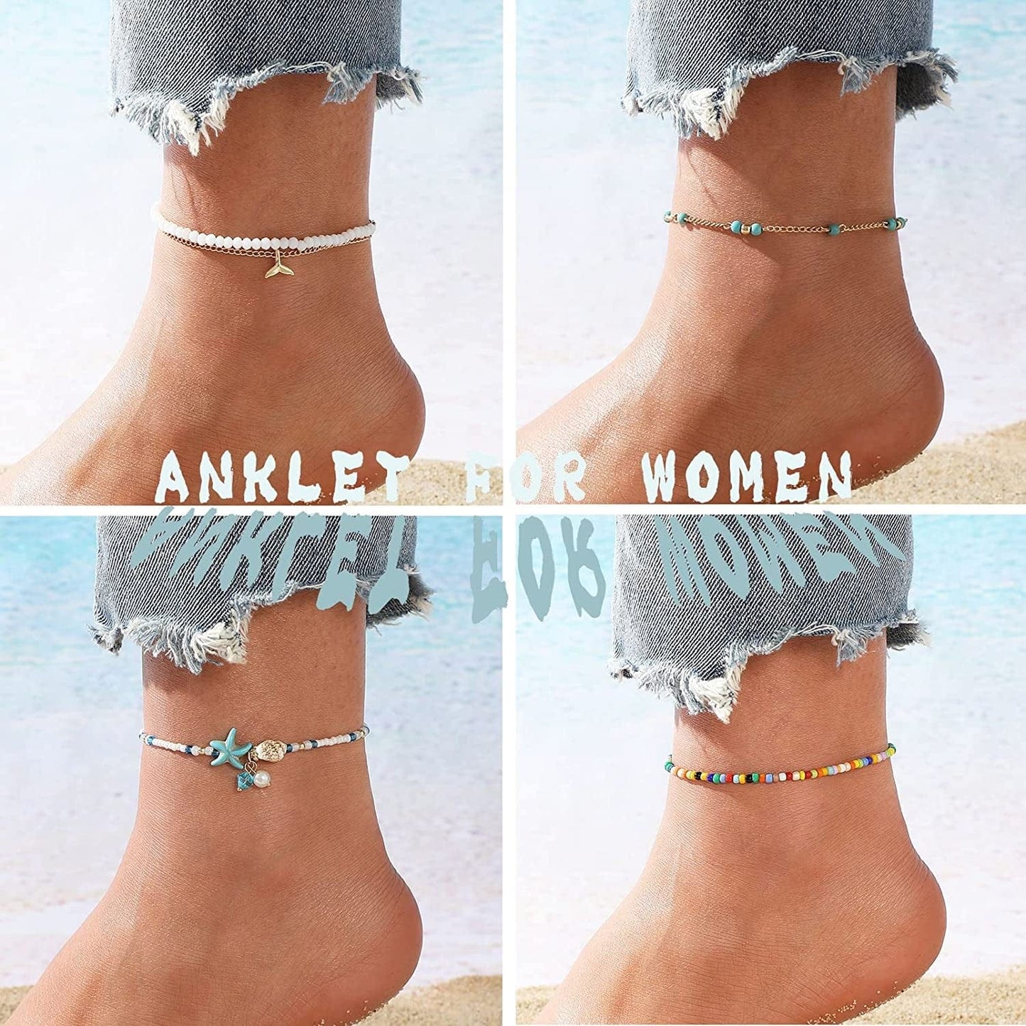 20 Pcs Ankle Bracelets for Women Teen Girls, Boho Colorful Beach Beaded Chain Anklet Bracelet Set, Gold Silver Adjustable Anklet Foot Jewelry Apparel & Accessories > Jewelry > Anklets iF YOU