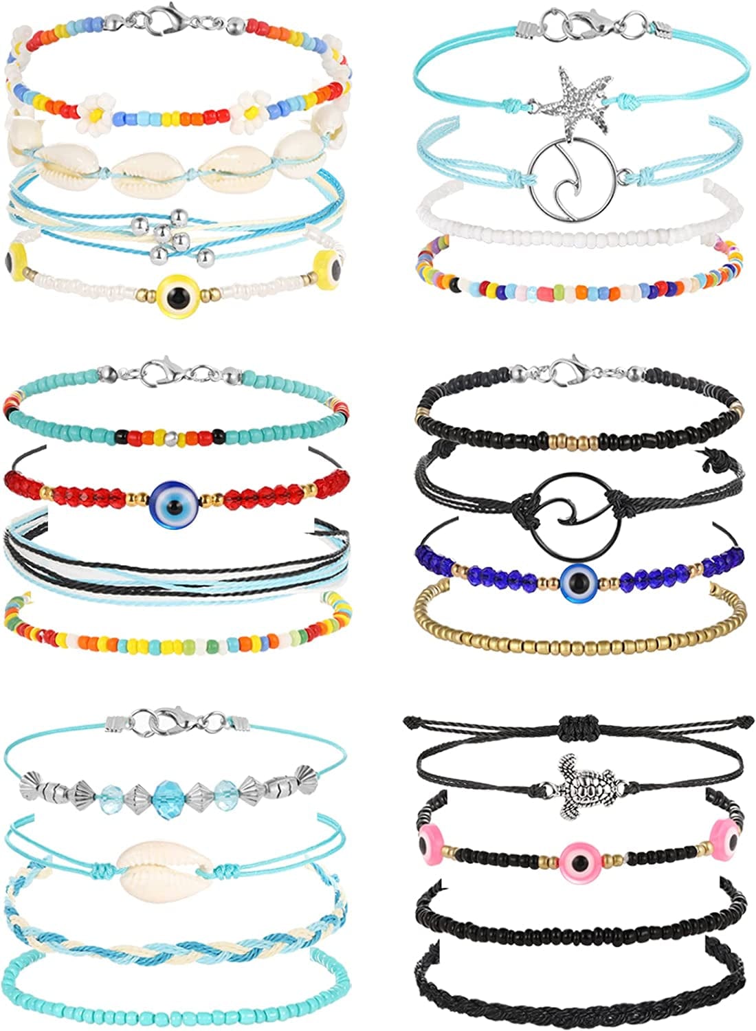 20 Pcs Ankle Bracelets for Women Teen Girls, Boho Colorful Beach Beaded Chain Anklet Bracelet Set, Gold Silver Adjustable Anklet Foot Jewelry Apparel & Accessories > Jewelry > Anklets iF YOU color