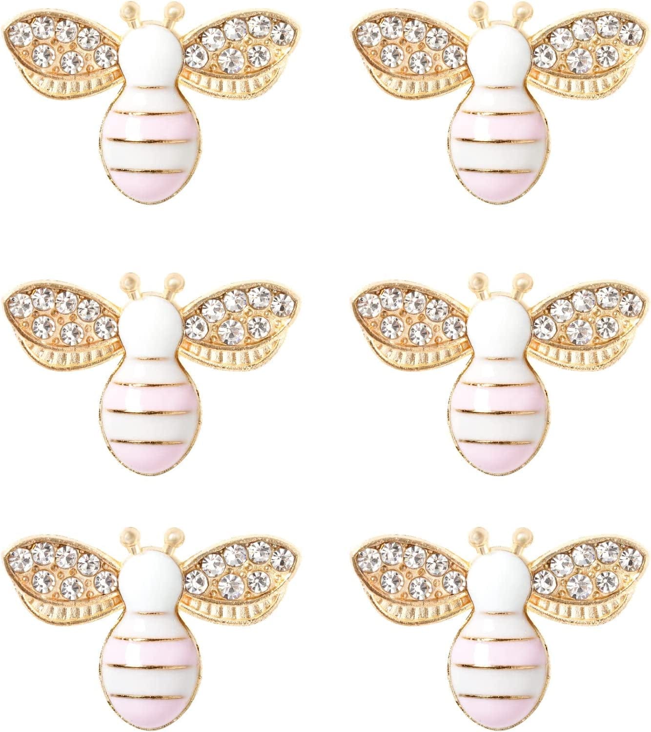 20 Pcs Enamel Bee Charms Pendants Rhinestone Enamel Craft Embellishments Crafting for Halloween DIY Handmade Crafts (Yellow) Pink