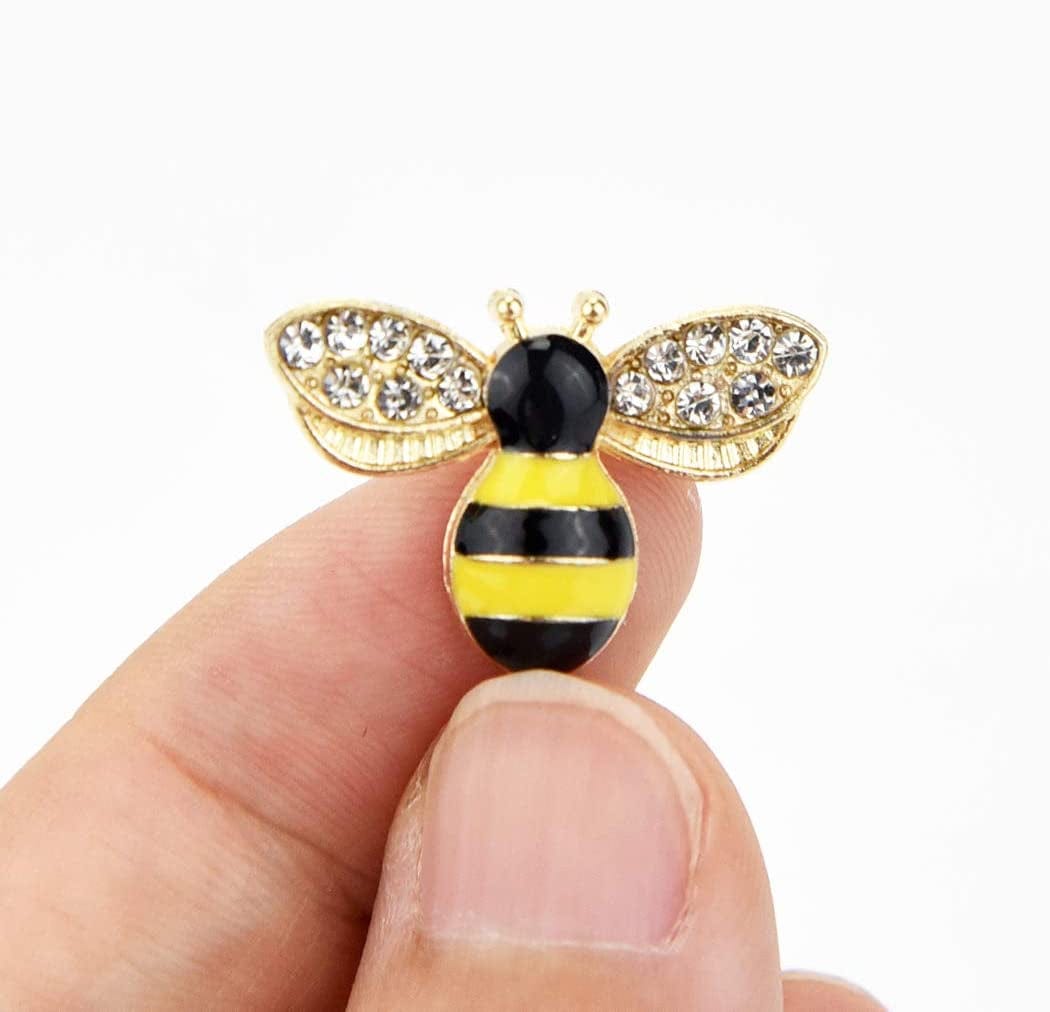20 Pcs Enamel Bee Charms Pendants Rhinestone Enamel Craft Embellishments Crafting for Halloween DIY Handmade Crafts (Yellow)