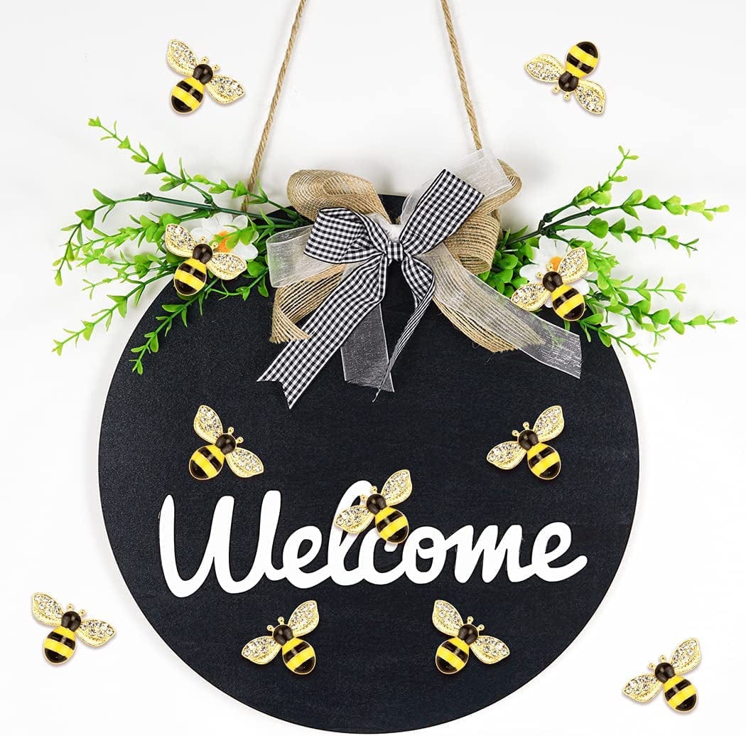 20 Pcs Enamel Bee Charms Pendants Rhinestone Enamel Craft Embellishments Crafting for Halloween DIY Handmade Crafts (Yellow)