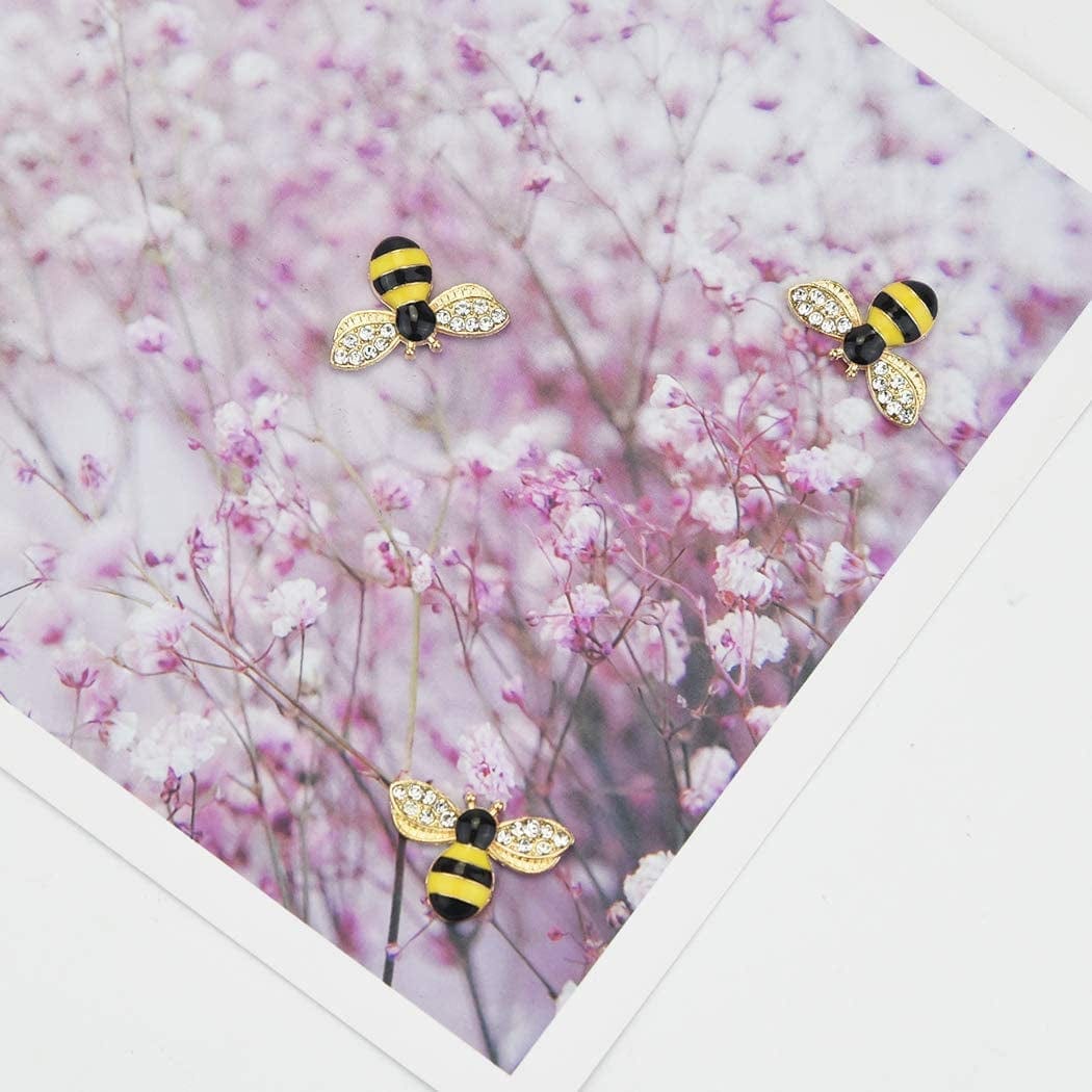 20 Pcs Enamel Bee Charms Pendants Rhinestone Enamel Craft Embellishments Crafting for Halloween DIY Handmade Crafts (Yellow)