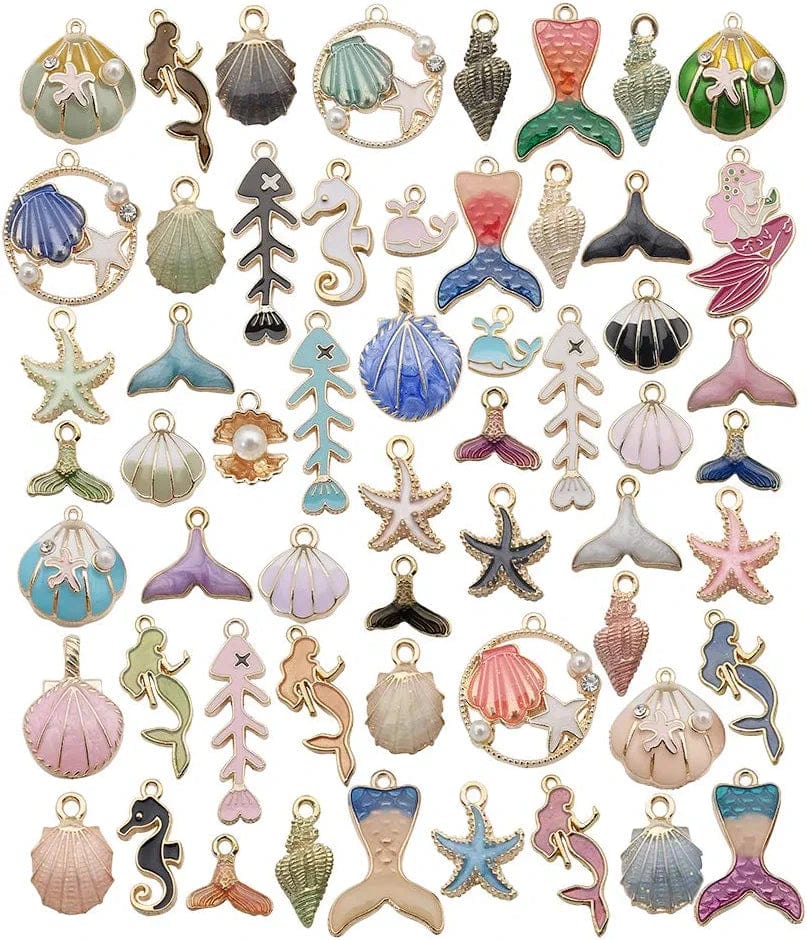 20 Pcs Gold Plated Enamel Flower Cat Charms Pendant for Jewelry Making Necklace Bracelet Earring and Slime DIY Jewelry Accessories Charms (M451) Mixed Ocean Beach