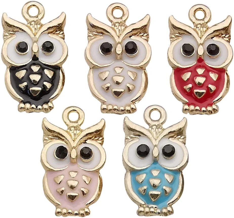 20 Pcs Gold Plated Enamel Flower Cat Charms Pendant for Jewelry Making Necklace Bracelet Earring and Slime DIY Jewelry Accessories Charms (M451) Owl Charm