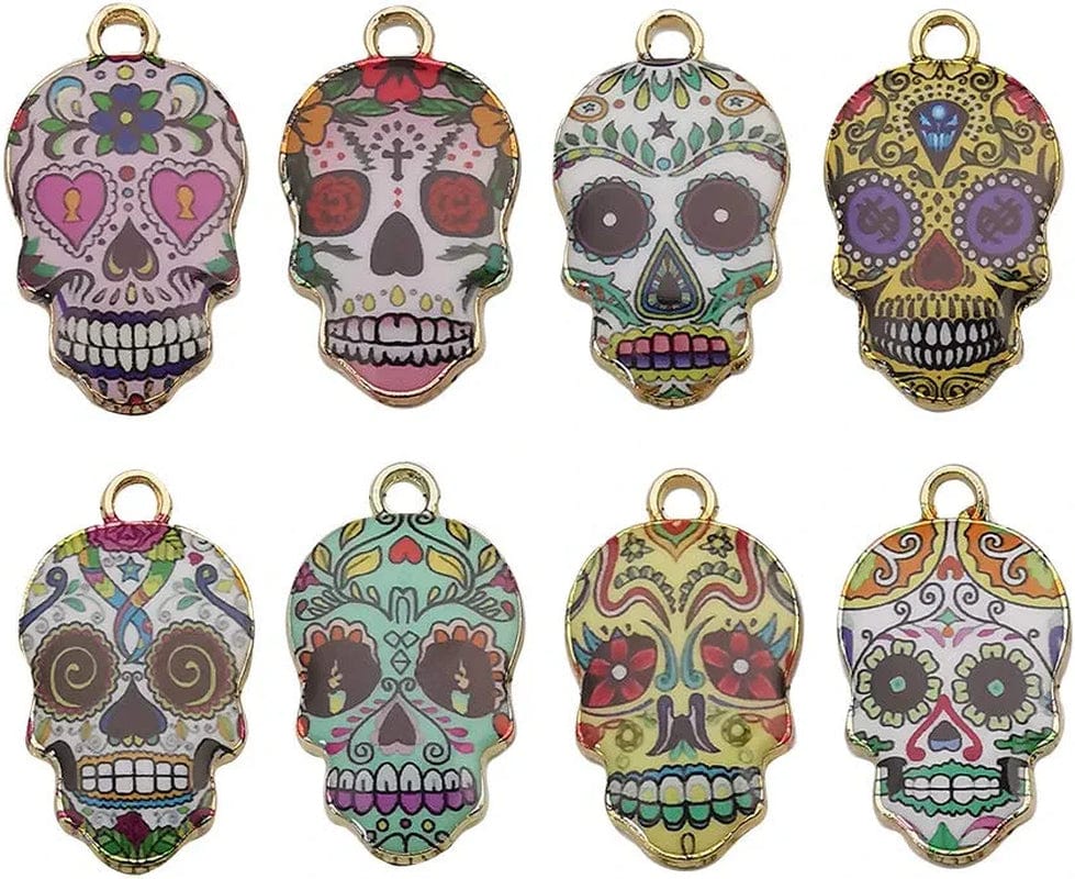 20 Pcs Gold Plated Enamel Flower Cat Charms Pendant for Jewelry Making Necklace Bracelet Earring and Slime DIY Jewelry Accessories Charms (M451) Skull Charms