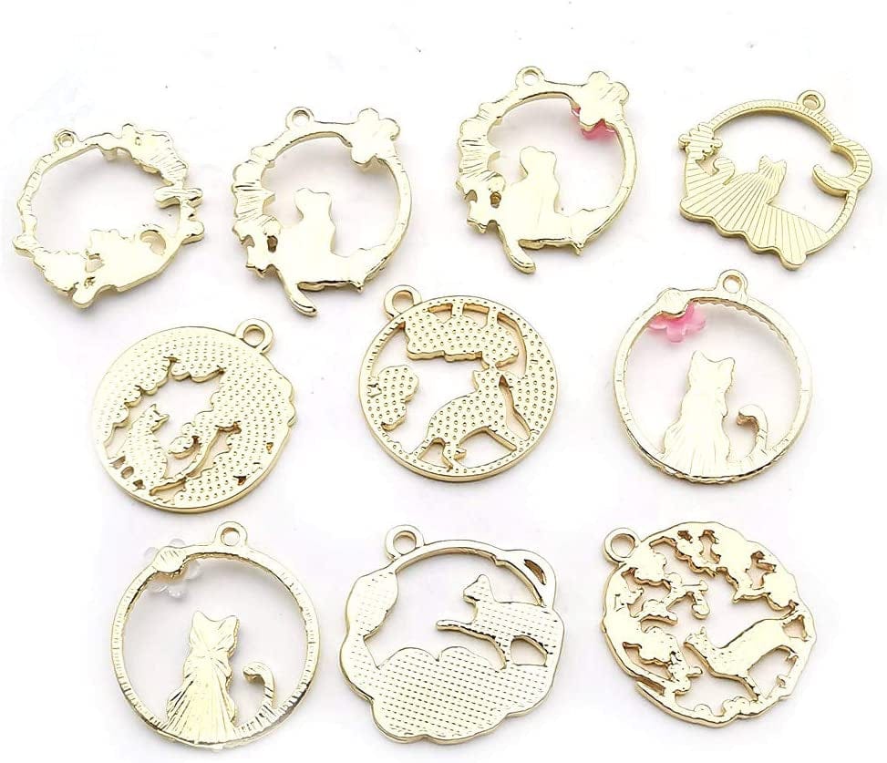 20 Pcs Gold Plated Enamel Flower Cat Charms Pendant for Jewelry Making Necklace Bracelet Earring and Slime DIY Jewelry Accessories Charms (M451)