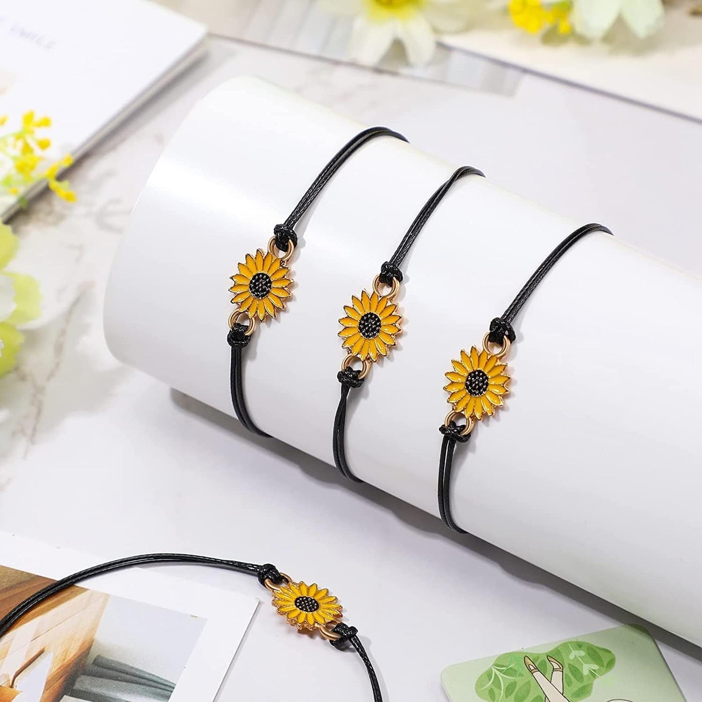 20 Pcs Handmade Sunflower Bracelets Adjustable Friendship Bracelet Friend Boho Couple Bracelets Matching Bracelets Promise Bracelets for Couples Women Girl Friends (Black) Apparel & Accessories > Jewelry > Bracelets Sureio