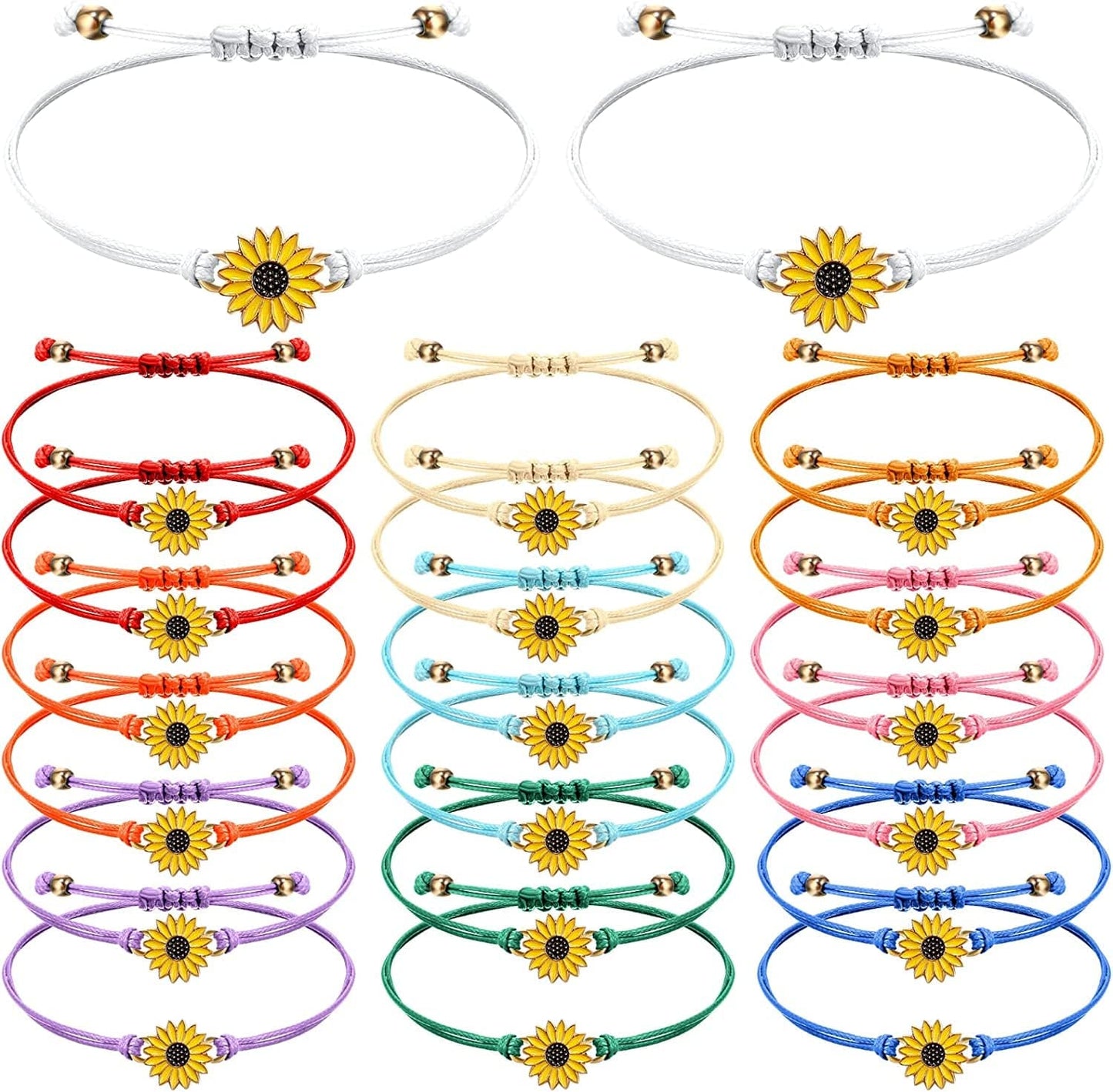 20 Pcs Handmade Sunflower Bracelets Adjustable Friendship Bracelet Friend Boho Couple Bracelets Matching Bracelets Promise Bracelets for Couples Women Girl Friends (Black) Apparel & Accessories > Jewelry > Bracelets Sureio Vivid Color