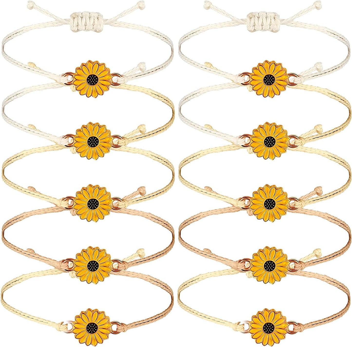 20 Pcs Handmade Sunflower Bracelets Adjustable Friendship Bracelet Friend Boho Couple Bracelets Matching Bracelets Promise Bracelets for Couples Women Girl Friends (Black) Apparel & Accessories > Jewelry > Bracelets Sureio White, Beige, Khaki