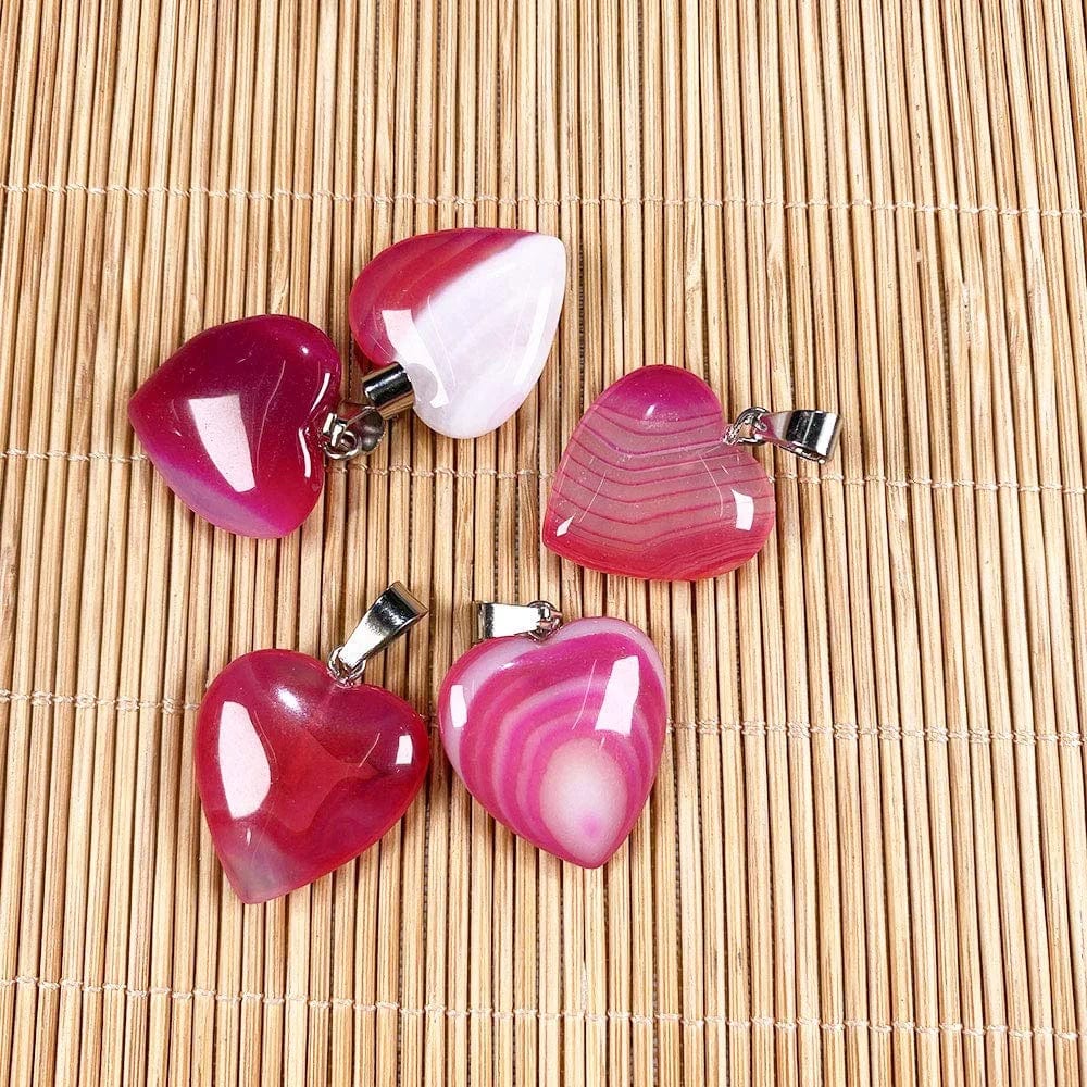 20 Pcs Natural Stone Pendants Heart Shape Crystal Quartz Agate Charms for Jewelry Making Necklace Bracelet