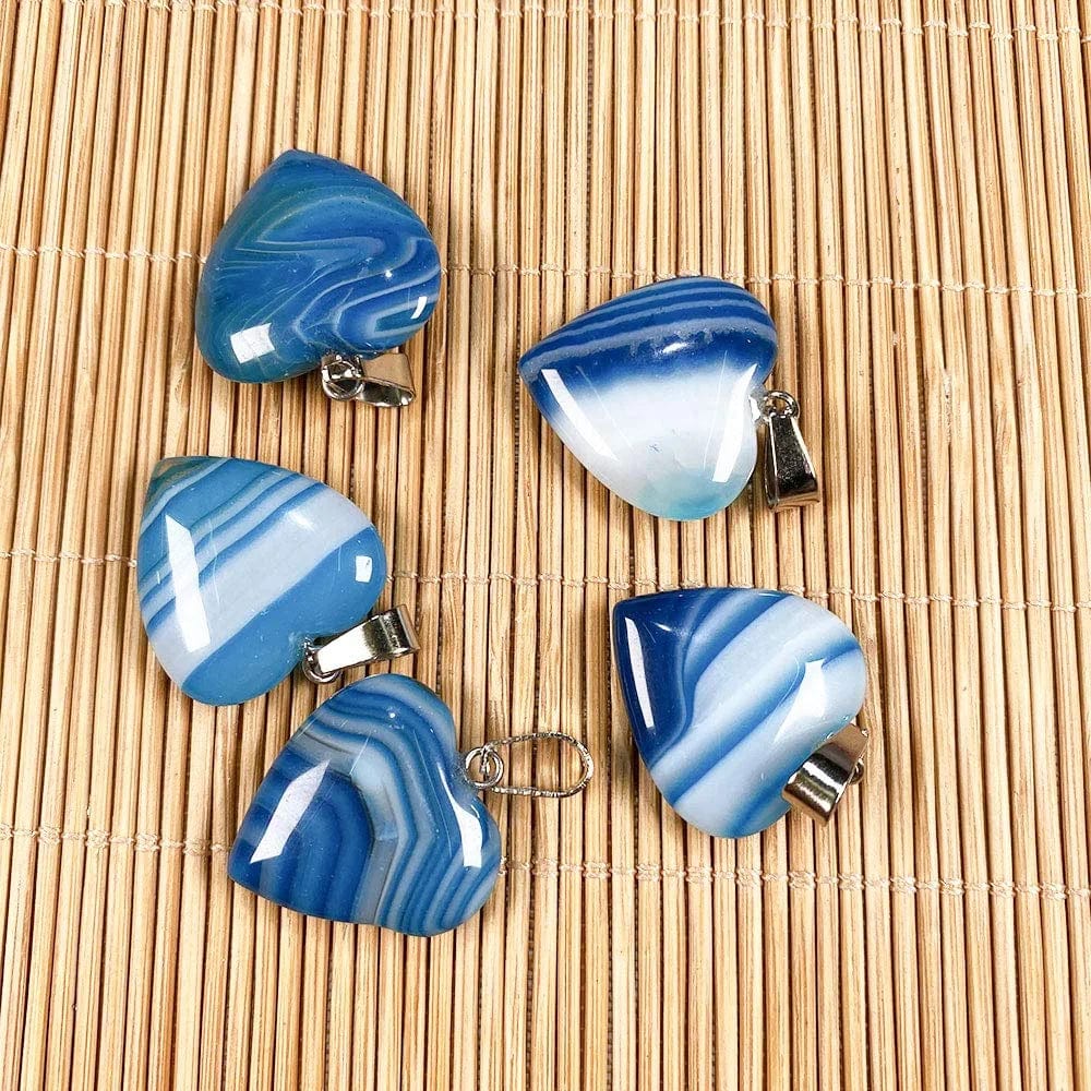 20 Pcs Natural Stone Pendants Heart Shape Crystal Quartz Agate Charms for Jewelry Making Necklace Bracelet