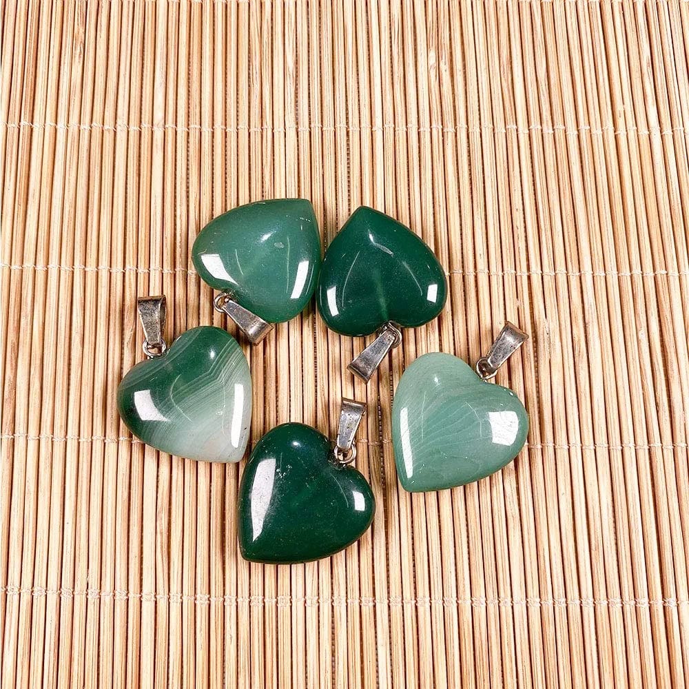 20 Pcs Natural Stone Pendants Heart Shape Crystal Quartz Agate Charms for Jewelry Making Necklace Bracelet