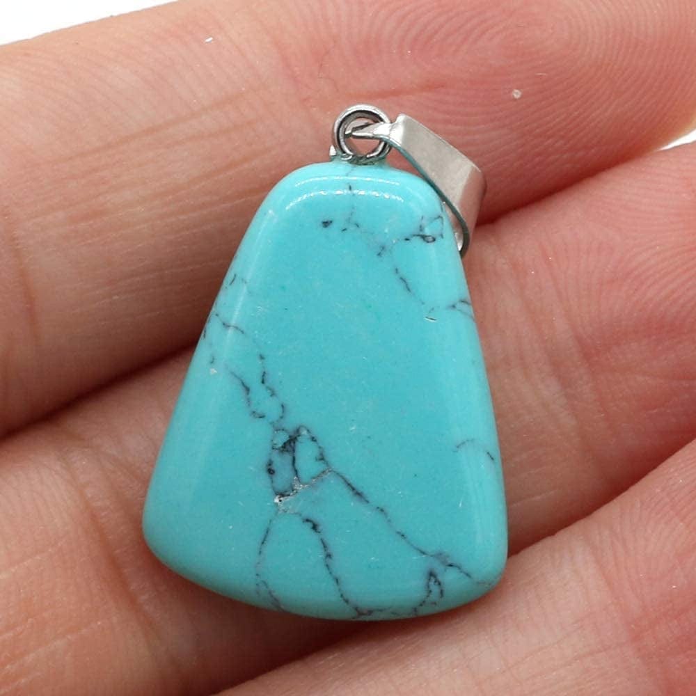 20 Pcs Natural Stone Pendants Trapezoid Shape Mixed Color Chakra Semi-Precious Gemstone Charms for Jewelry Making blue turquoise