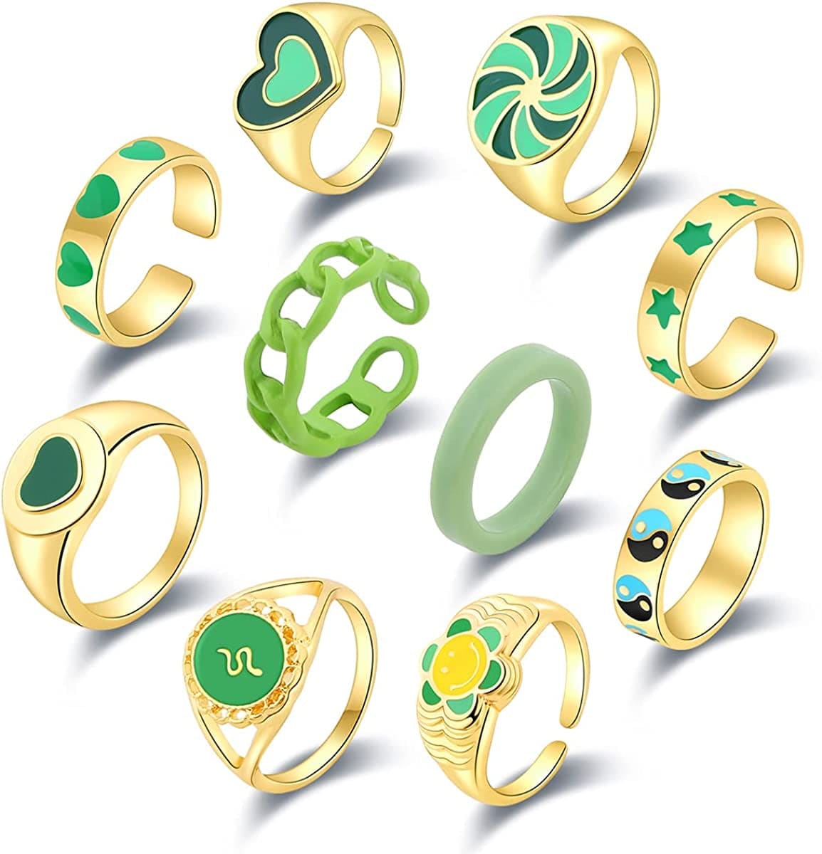 20 Pcs Resin Rings Acrylic Cute Trendy Rings Colorful Rhinestone Rings Jewelry Plastic Resin Square Gem Stackable Chunky Ring for Women Girls Trendy Rings