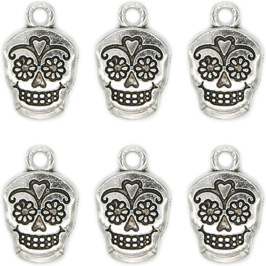 20 Pcs Tibetan Pendants Antique Silver Alloy Tibetan Style Skull Pendants Cadmium Free Nickel Free Charm Pendants for Women Men Jewelry Making Crafting