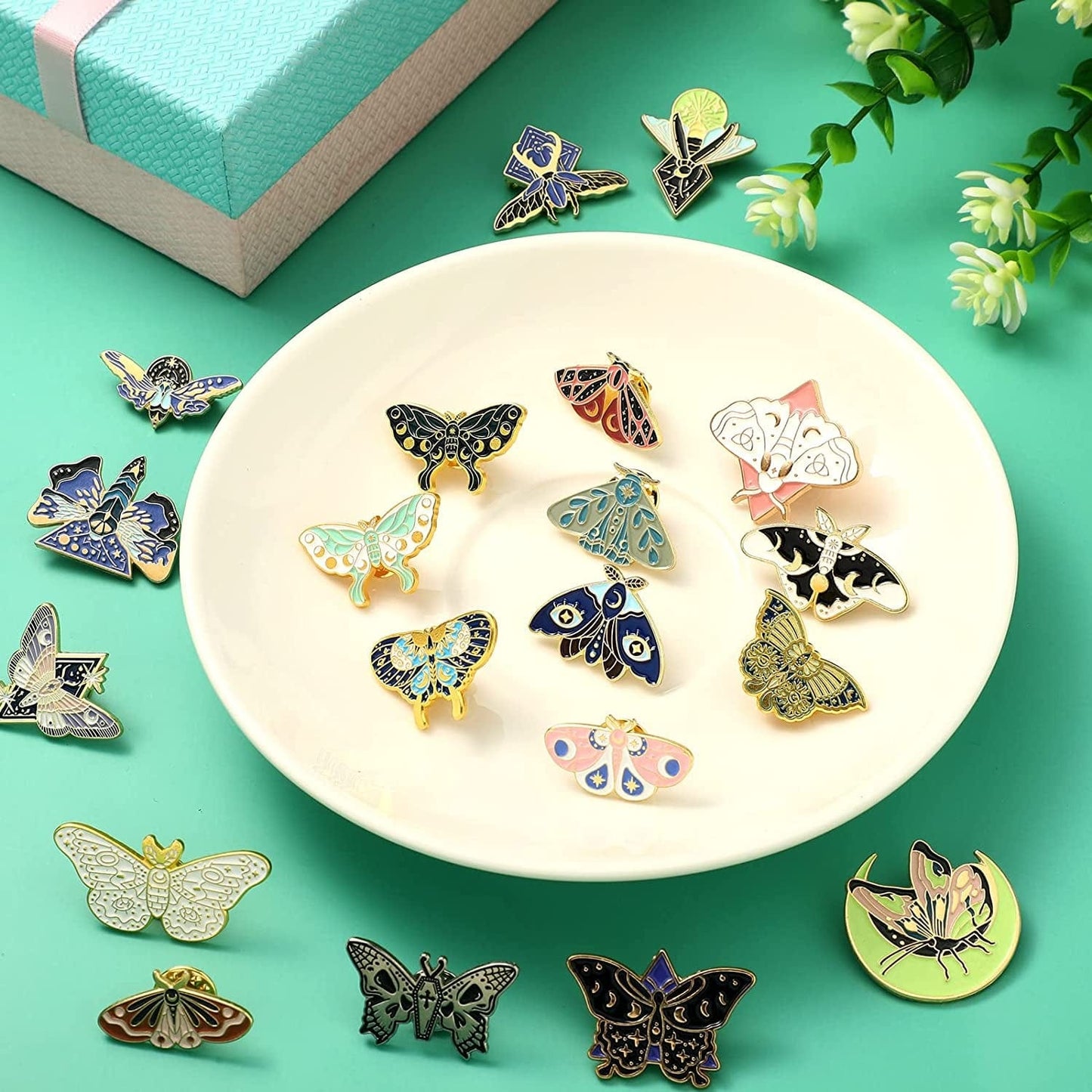 20 Pieces Butterfly Enamel Pins Set Horror Butterfly Enamel Lapel Pins Cool Steampunk Butterfly Brooches Pins Assorted Badges Pins Animal Pins Christmas Gifts for Backpack Hats Clothes