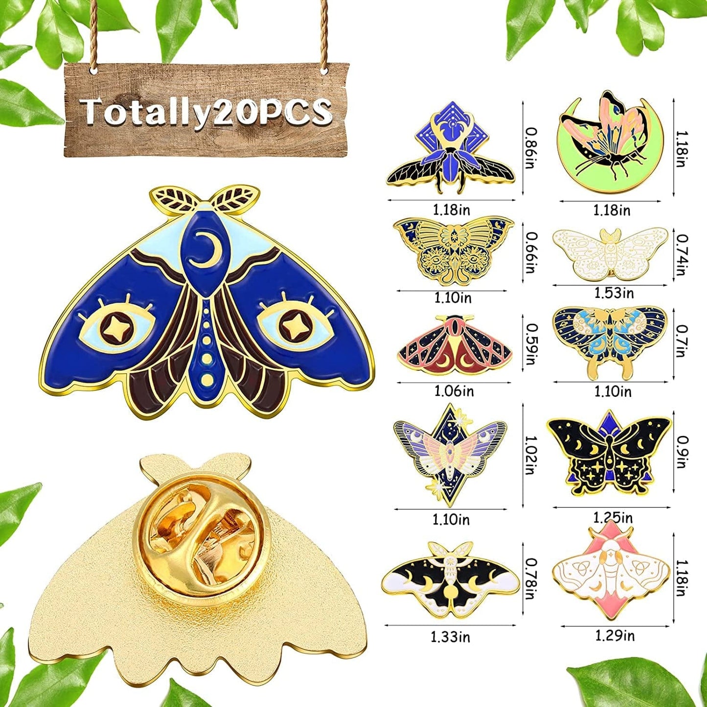 20 Pieces Butterfly Enamel Pins Set Horror Butterfly Enamel Lapel Pins Cool Steampunk Butterfly Brooches Pins Assorted Badges Pins Animal Pins Christmas Gifts for Backpack Hats Clothes
