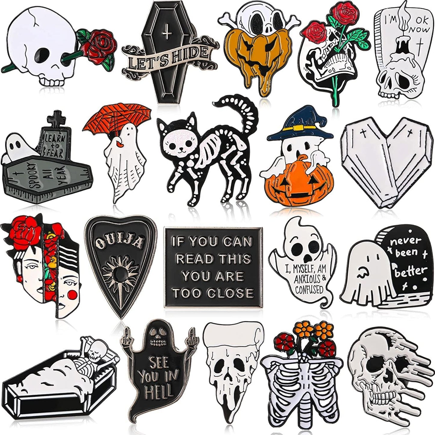 20 Pieces Enamel Pin Brooches Cute Pins Musical Instrument Lapel Badge Cartoon Plant Enamel Pin Funny Button Backpack Pins for Backpacks Clothes Hats Ghost