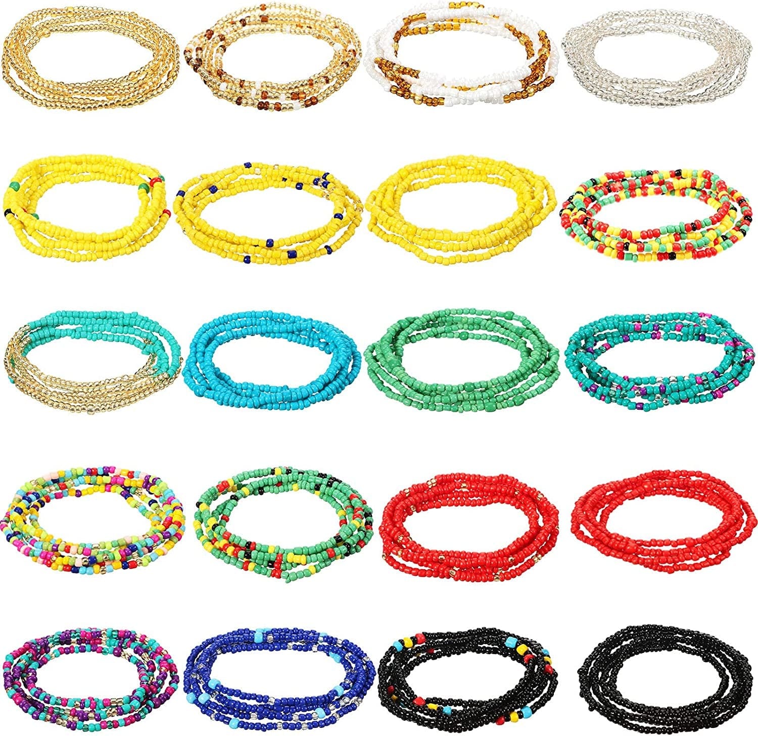 20 Pieces Waist Beads African Belly Bead Body Chain Jewelry for Women Apparel & Accessories > Jewelry > Body Jewelry Hicarer
