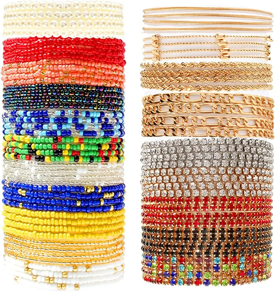 20 Pieces Waist Beads Jewelry Women Waist Gold Chain Colorful Body Chain Beach Bikini Belly Rhinestone Chains Waist Beads for Women Girls Summer Apparel & Accessories > Jewelry > Body Jewelry HaHaGirl