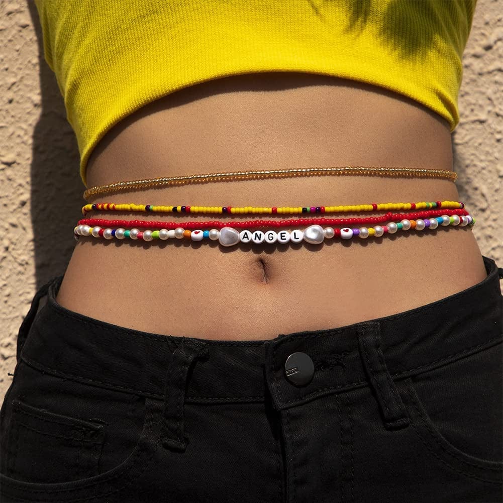 20 Pieces Waist Beads Jewelry Women Waist Gold Chain Colorful Body Chain Beach Bikini Belly Rhinestone Chains Waist Beads for Women Girls Summer Apparel & Accessories > Jewelry > Body Jewelry HaHaGirl