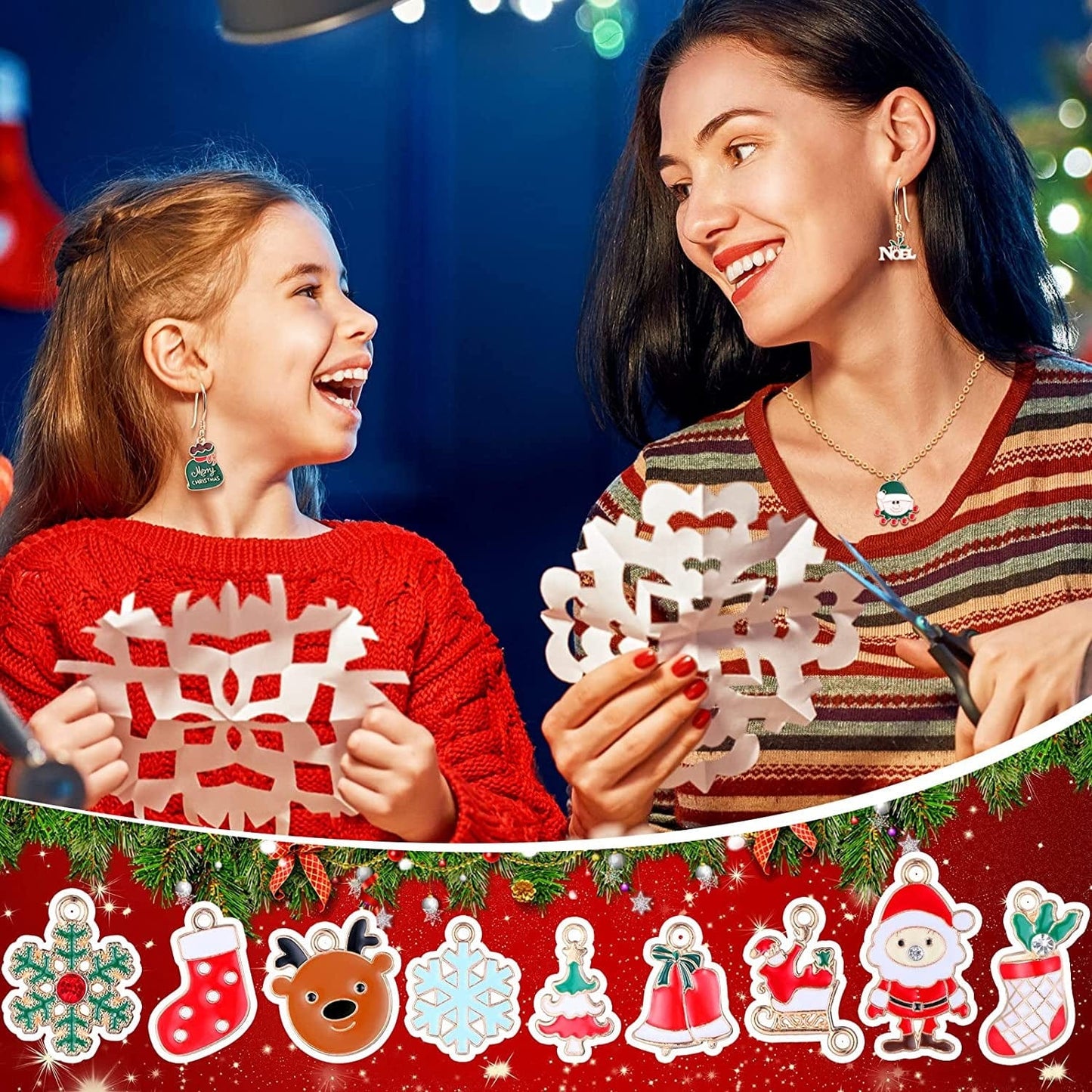 200 Pcs Christmas Charms for Jewelry Making Christmas Pendant Charm Alloy Charms Bulk Christmas Jewelry Metal Charms for Holiday Necklace Bracelet Earring Clothes DIY Ornaments Supplies