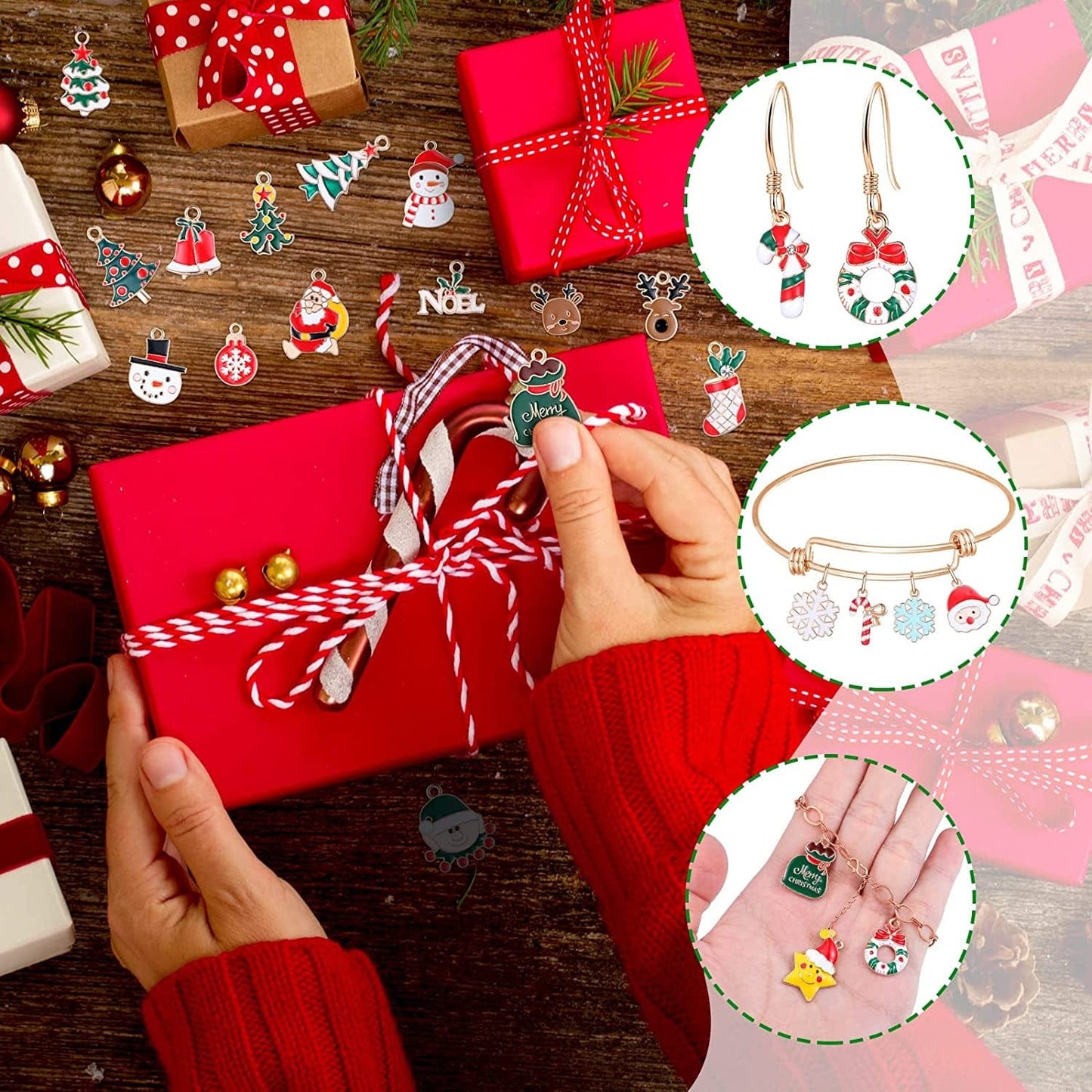 200 Pcs Christmas Charms for Jewelry Making Christmas Pendant Charm Alloy Charms Bulk Christmas Jewelry Metal Charms for Holiday Necklace Bracelet Earring Clothes DIY Ornaments Supplies