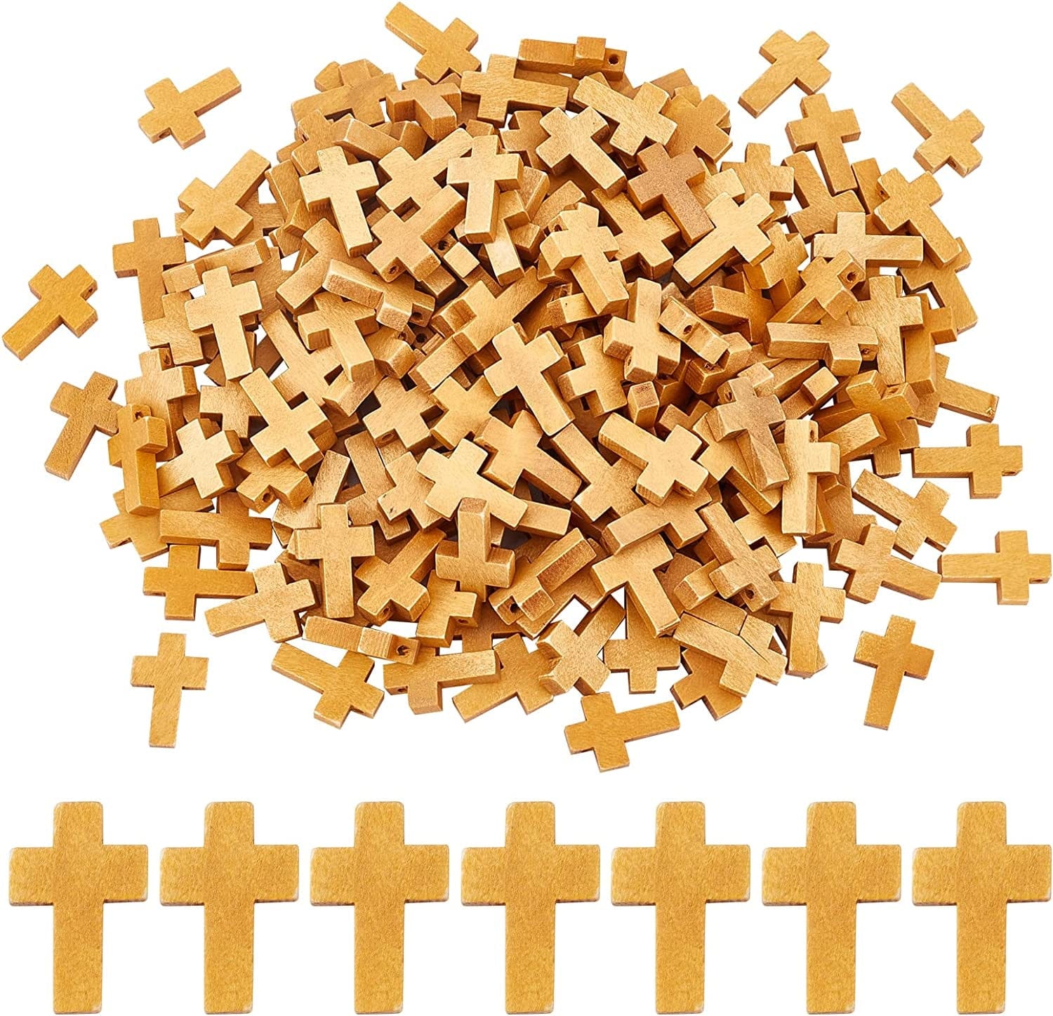 200Pcs 0.85X0.55Inch Wood Cross Charm Pendants Natural Wooden Small Cross Charms Pendants for Party Favors Necklace Jewelry Making DIY Easter Holidays Handmade Accessories Camel