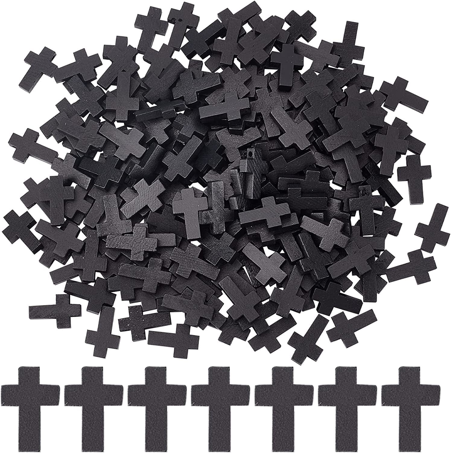 200Pcs 0.85X0.55Inch Wood Cross Charm Pendants Natural Wooden Small Cross Charms Pendants for Party Favors Necklace Jewelry Making DIY Easter Holidays Handmade Accessories Black
