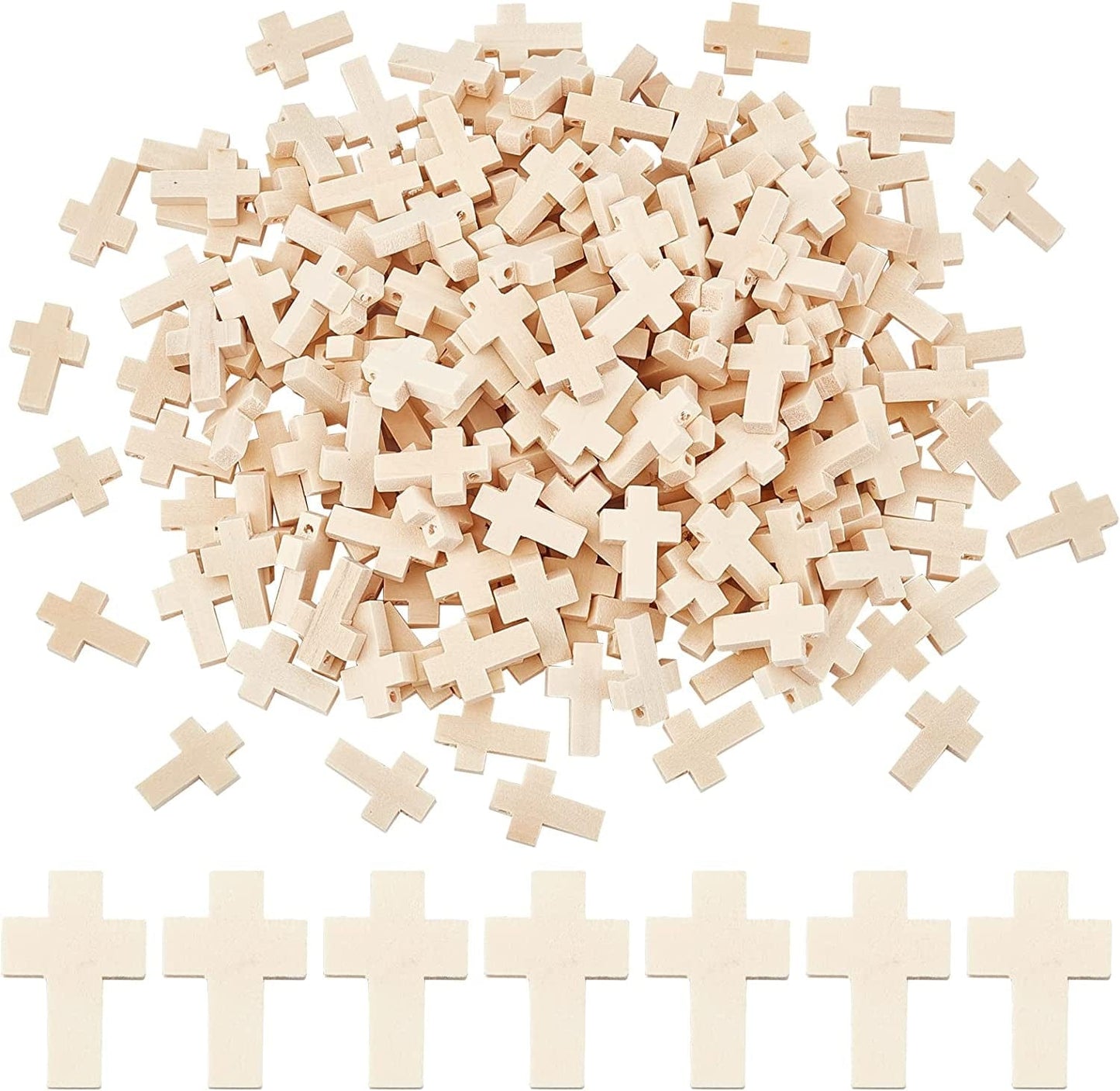 200Pcs 0.85X0.55Inch Wood Cross Charm Pendants Natural Wooden Small Cross Charms Pendants for Party Favors Necklace Jewelry Making DIY Easter Holidays Handmade Accessories Cornsilk