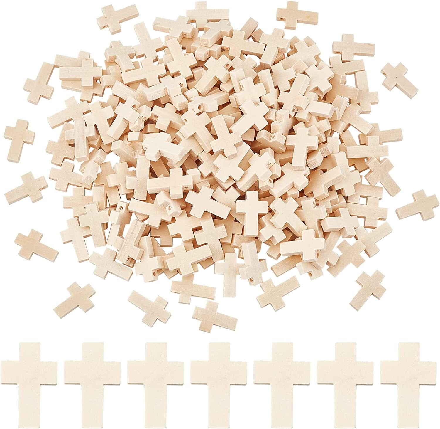 200Pcs 0.85X0.55Inch Wood Cross Charm Pendants Natural Wooden Small Cross Charms Pendants for Party Favors Necklace Jewelry Making DIY Easter Holidays Handmade Accessories Cornsilk