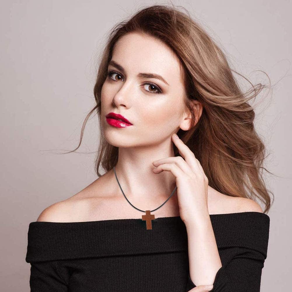 200Pcs 0.85X0.55Inch Wood Cross Charm Pendants Natural Wooden Small Cross Charms Pendants for Party Favors Necklace Jewelry Making DIY Easter Holidays Handmade Accessories