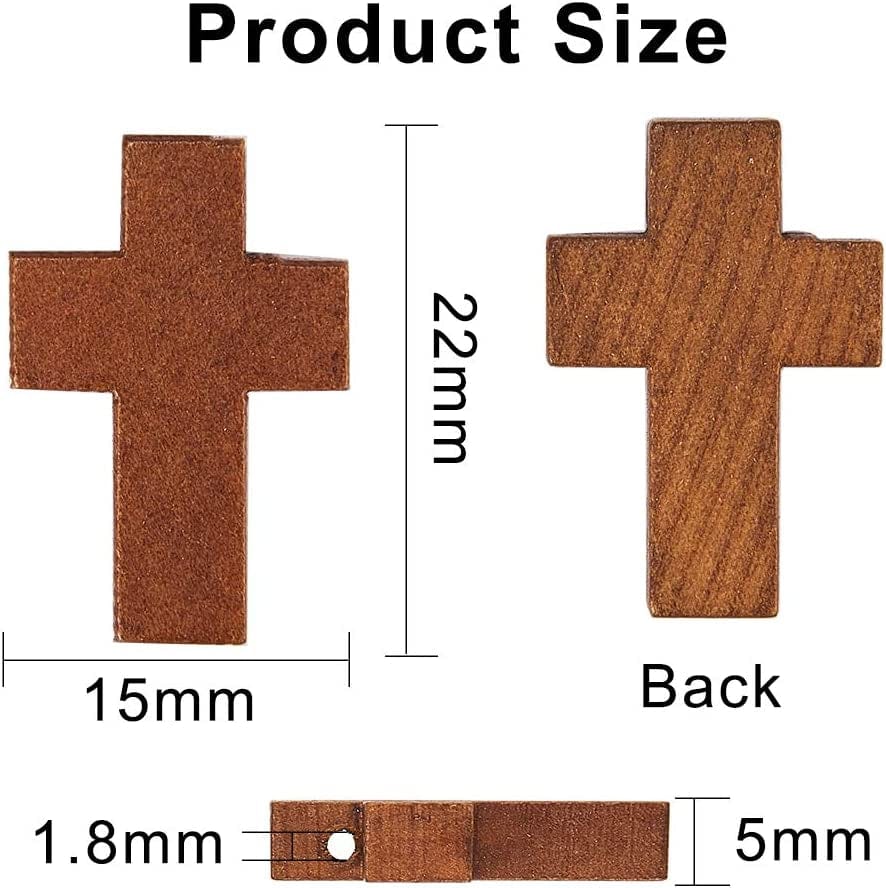 200Pcs 0.85X0.55Inch Wood Cross Charm Pendants Natural Wooden Small Cross Charms Pendants for Party Favors Necklace Jewelry Making DIY Easter Holidays Handmade Accessories