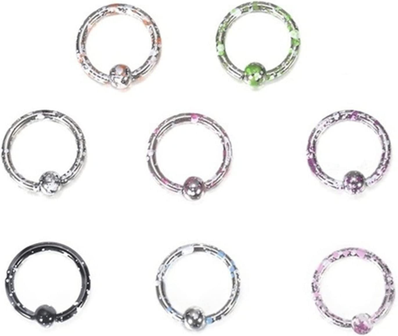 DONGMING Perforated Nose Rings Unisex Hoop Nose Rings Septum Ring Body Piercing Jewelry Nose Ring Nose Studs (Multicolor, 8Pcs) Apparel & Accessories > Jewelry > Rings Generic