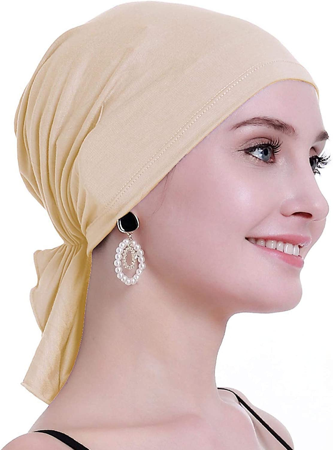 Osvyo Bamboo Chemo Headscarf for Women Hair Loss - Cancer Slip on Headwear Turbans Sealed Packaging Apparel & Accessories > Clothing Accessories > Headwear osvyo Bamboo Light Apricot Pink One Size