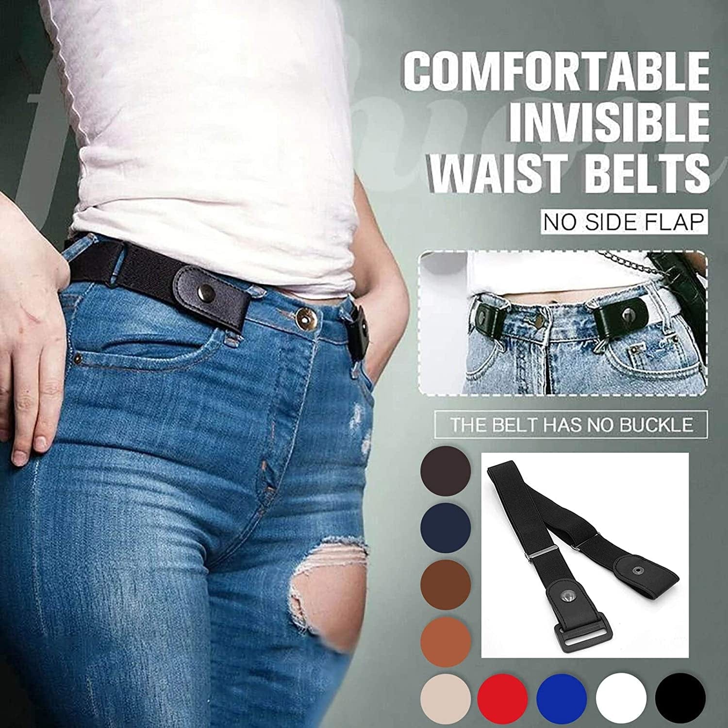 2022 1PC Buckle Free Comfortable Elastic Belt for Women or Men, Buckle-Less No Bulge No Hassle Invisible Belts Apparel & Accessories > Clothing Accessories > Belts 2022